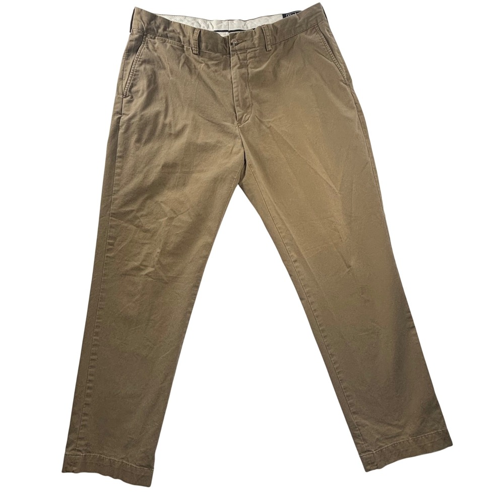 Polo Ralph Lauren Classic Fit Chino Pants Mens 36x31 Brown Khaki Stretch Cotton‎